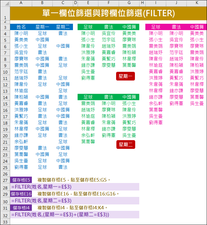 Excel-單一欄位篩選與跨欄位篩選