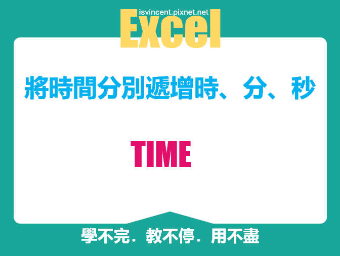 Excel-將時間分別遞增時、分、秒