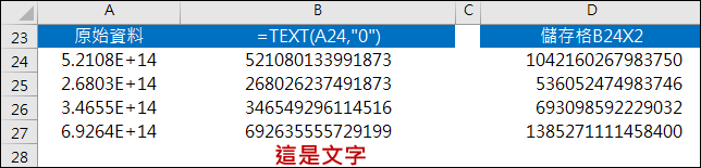 Excel-數值不以科學記號(指數)表示