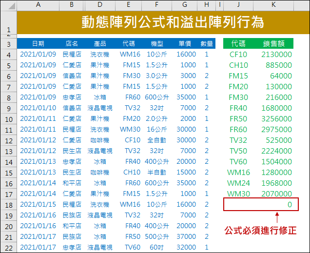 Excel-動態陣列公式和溢出陣列行為