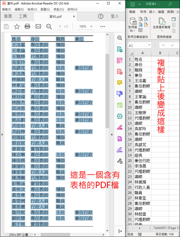 Excel-將PDF中的表格完整轉換至工作表