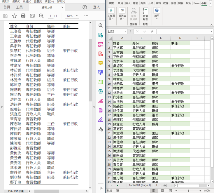 Excel-將PDF中的表格完整轉換至工作表