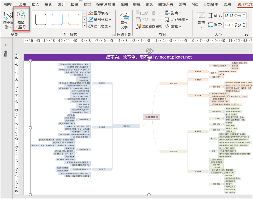 PowerPoint-將心智圖(XMind)置於簡報中並且製作動晝