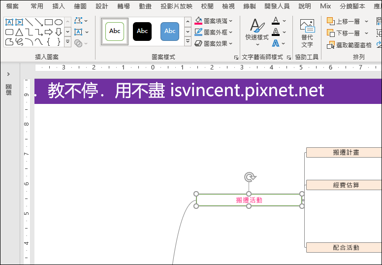 PowerPoint-將心智圖(XMind)置於簡報中並且製作動晝