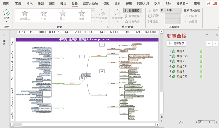 PowerPoint-將心智圖(XMind)置於簡報中並且製作動晝