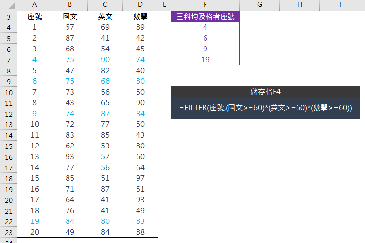 Excel-計算符合多條件的個數(FILTER,COUNT)