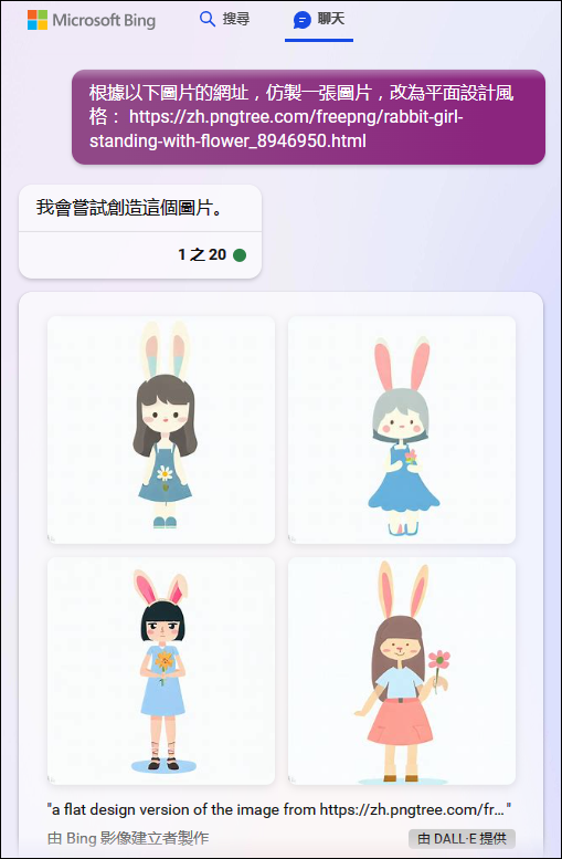 使用Bing Chat+Image Creator，讓AI複製網頁上現有的圖片，快速製作出高品質的相似圖片。