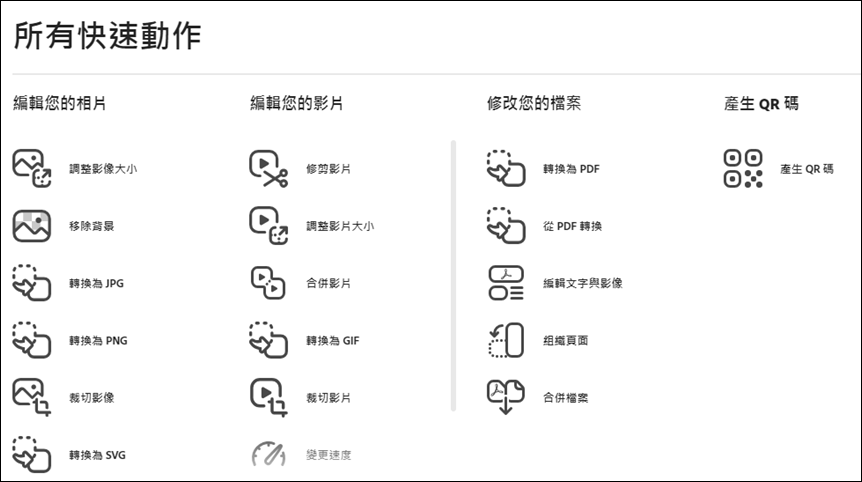 如何在Adobe Express免費線上工具中進行圖片去背、轉換為SVG格式，及將多種格式檔案合併成PDF檔案？