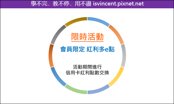 PowerPoint-設計多段不同色彩的環狀圖