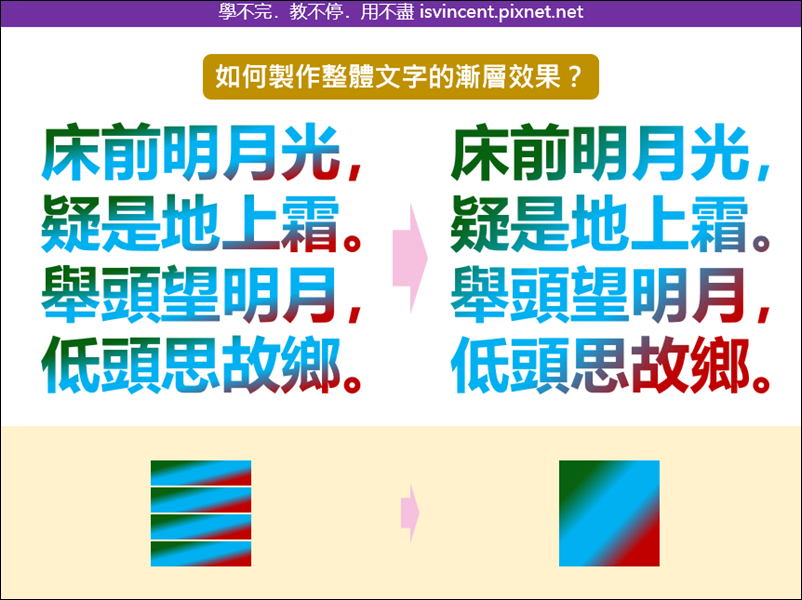 PowerPoint-如何製作整體文字的漸層效果？