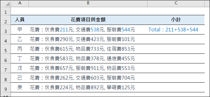 Excel-免公式！快速取出欄位中儲存格裡的多個數字計算總和