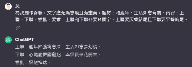 利用ChatGPT和Image Creator，在過年前先準