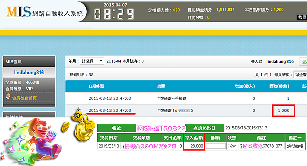 小額投資理財-MIS網路自動收入3月收入明細