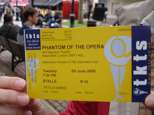 The Phantom of the Opera ticket