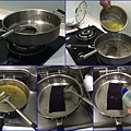 17清洗炒完的平底鍋~加入煮完花椰菜的熱水~先清除部份油垢~加點洗碗精.jpg
