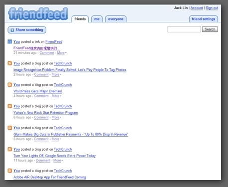 friendfeed page