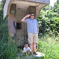 Samuel pretending lion with soldier Simon.