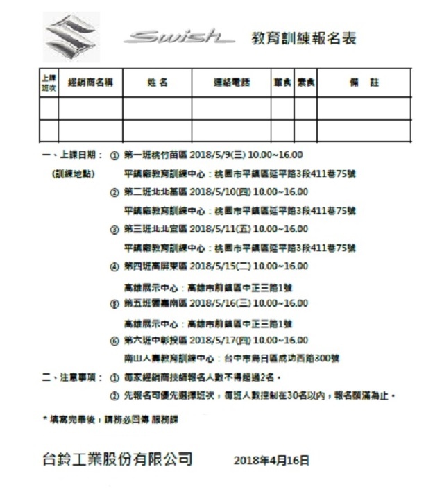 Swish125 維修保養教育訓練