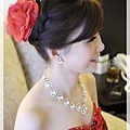 包頭,仿真花,愛心領,紅色禮服,台北新娘秘書,婚宴新秘