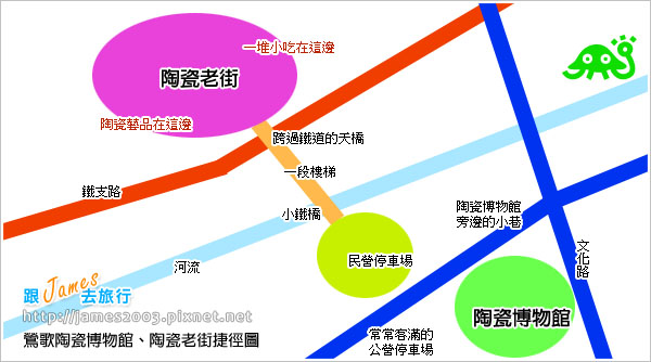 鶯歌陶瓷博物館、陶瓷老街捷徑圖