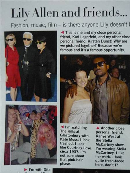 Lily Allen with Karl Lagerfeld and Kate Moss