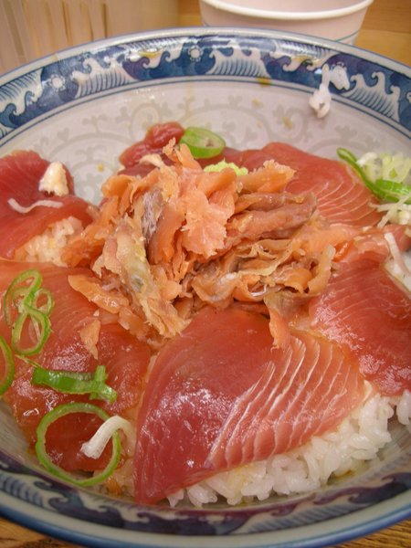 鮪魚+燻鮭魚丼