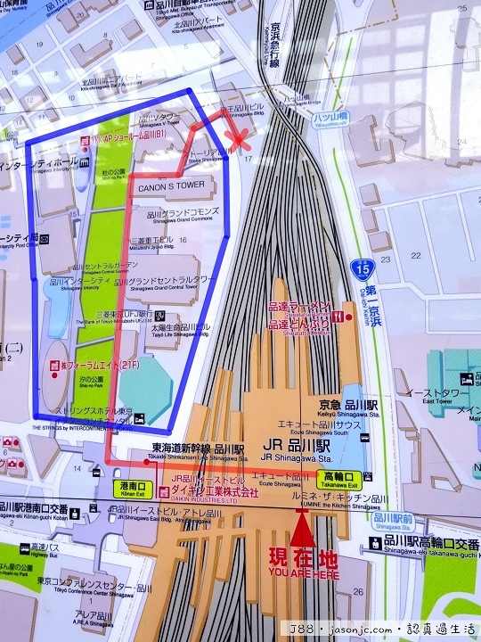 從品川車站港南口經品川Grand Commons、品川Intercity到無添迴轉壽司(無添くら寿司) 從品川車站港南口經品川Grand Commons、品川Intercity到無添迴轉壽司(無添くら寿司)