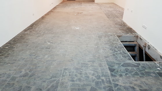 拼貼蛇紋石地板除膠前