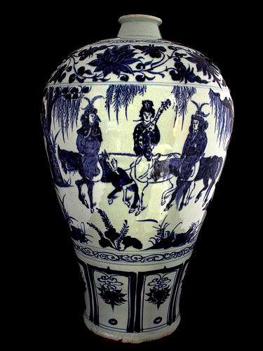 館蔵珍品 元 古陶瓷品 青花 人物故事紋 梅瓶』置物 賞物 貴重