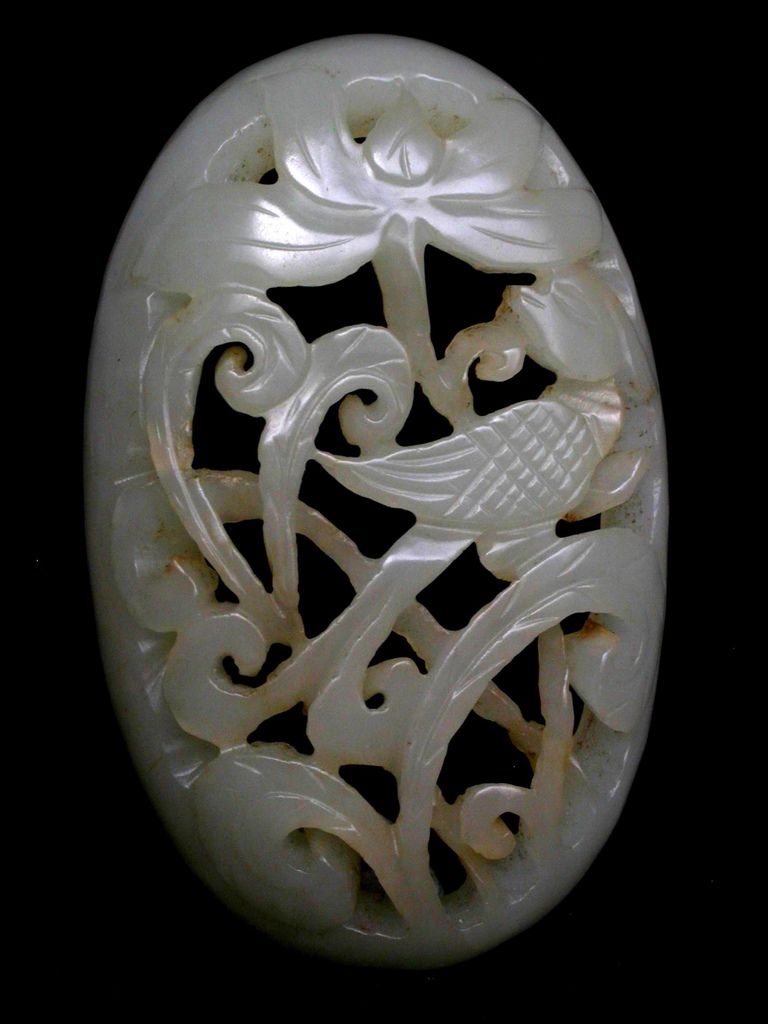 J435清白玉鏤雕牡丹綬帶鳥紋嵌飾3.JPG
