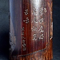 B393清早期笠岩款竹雕丁山射雁圖筆筒(口徑10.9高11.5cm) 4.jpg