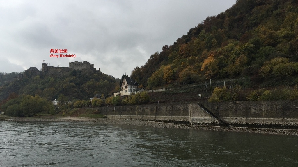 20161108 (44A) 萊茵河沿途風景 [山頂上的是萊茵岩堡 (Burg Rheinfels) 的遺跡].JPG