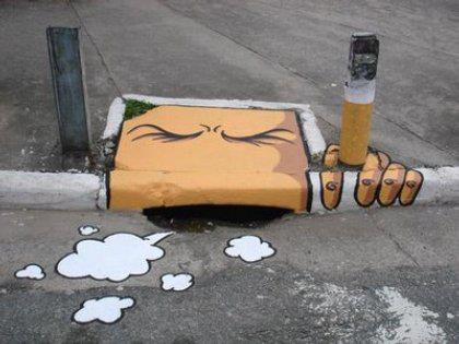 有趣的街頭塗鴉_抽菸咳嗽