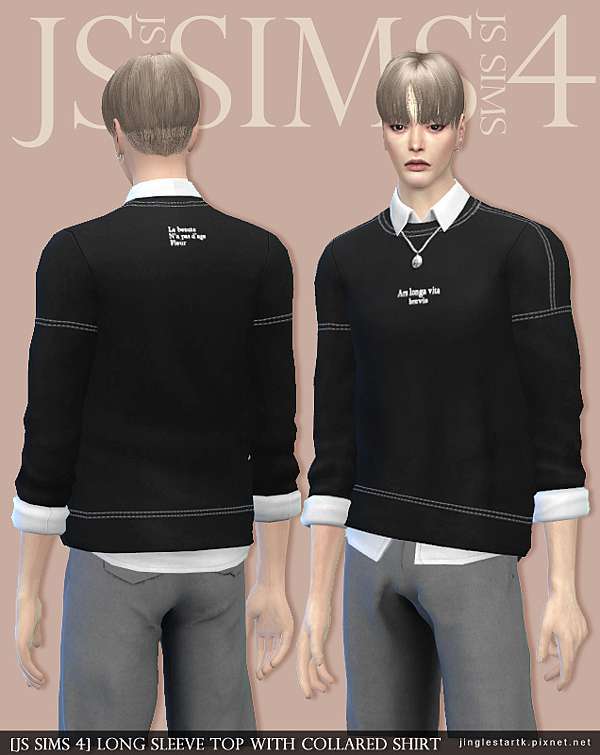 JS SIMS 4 Long Sleeve Top With Collared Shirt JS SIMS