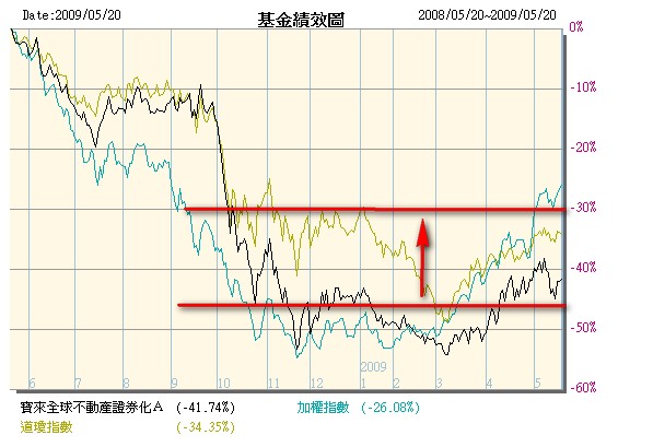 寶來全球不動產證券化Ａ績效表2009-05-22.jpg