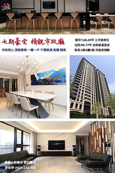 台中七期豪宅 精銳市政廳 一層一戶 千萬裝潢 廖香婷 0965520580