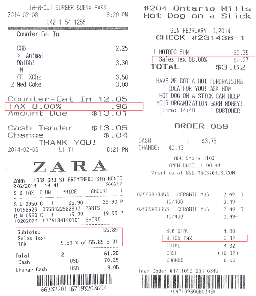 美國購物收據 美國購物收據