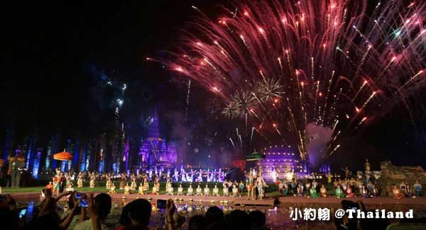 2014年素可泰歷史遺蹟公園水燈節Sukhothai Loi Krathong煙火秀