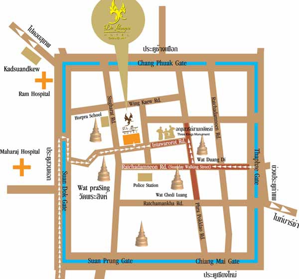 De Lanna Hotel清邁古城德蘭納飯店Wat Phra Singhh map.jpg