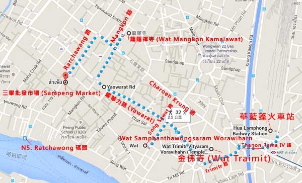 泰國曼谷中國城唐人街Sampeng Lane Market MAP