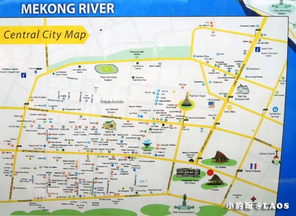 LAOS Vientiane City Travel Map S