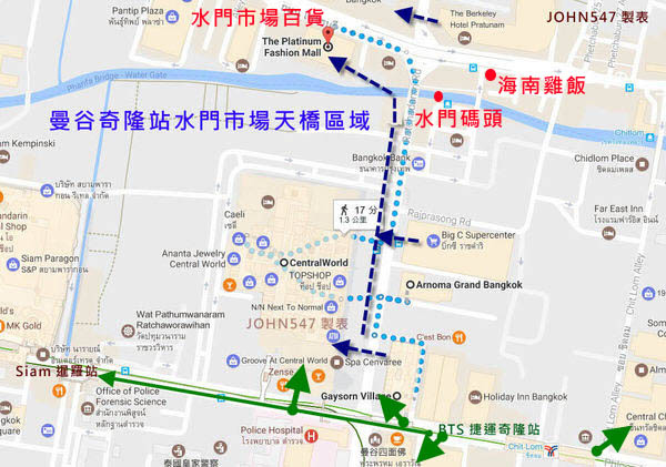 曼谷奇隆站水門市場天橋MAP