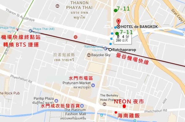 曼谷飯店 (Hotel De Bangkok)水門市場區map