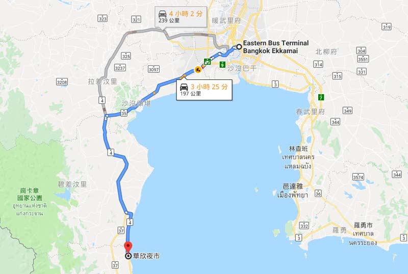 Ekamai Bus Terminal-Hua Hin map