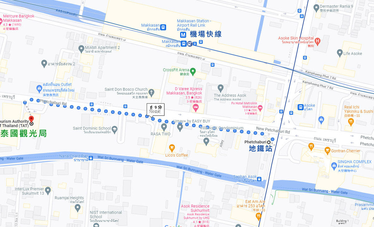 曼谷機場快線Makkasan站Phetchaburi地鐵站MAP.jpg