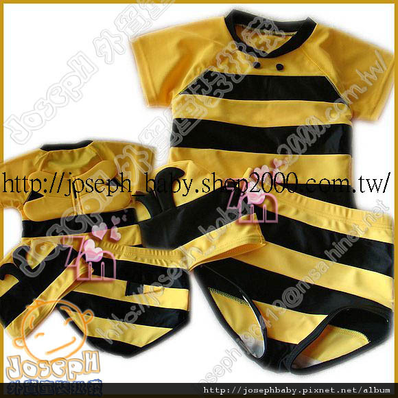 I10002310-可愛黃色蜜蜂造型3件式泳衣套裝