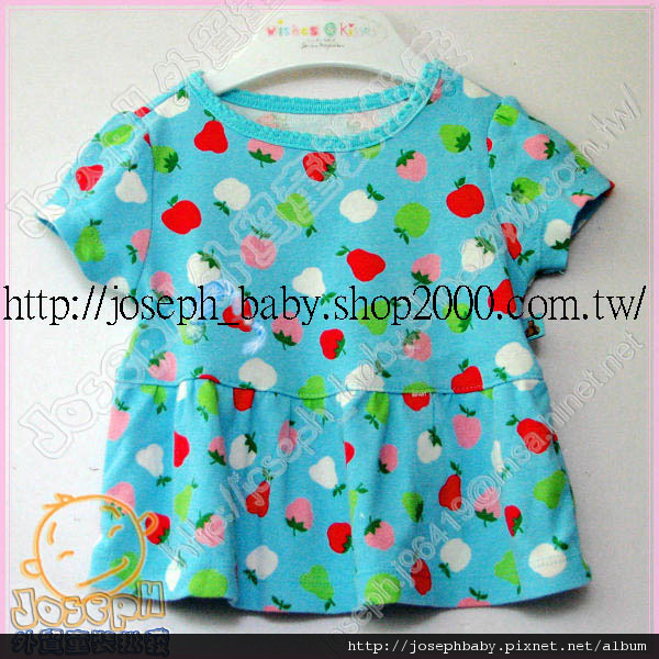 T10005152-歐單可愛彩色水果短袖裙上衣(藍色)