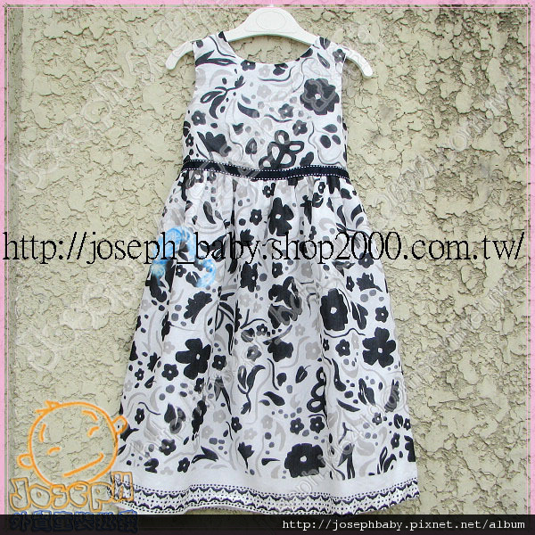 C10005357-歐單氣質黑灰色印花雙層背心裙