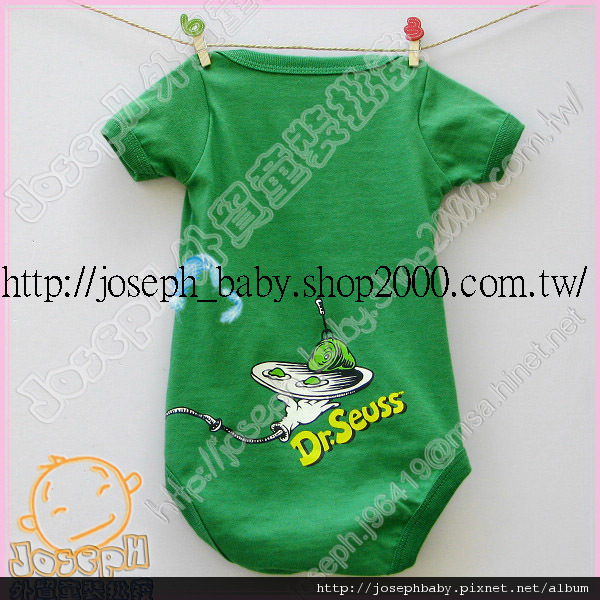 A10006076-Dr Seuss可愛印花短袖三角包屁衣(綠色)