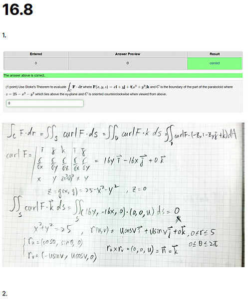 webwork】 Chapter 16.8 solutions. Use Stoke's Theorem to webwork】 Chapter 16.8 solutions. Use Stoke's Theorem to